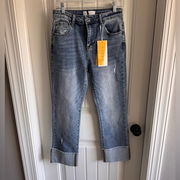Risen Women's Cropped Blue Jeans - Picture 1 of 4
